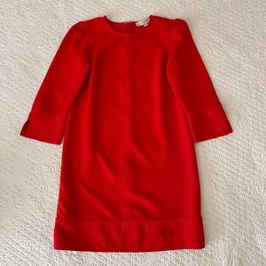 LOFT Puff Sleeve Red Shift Dress Women's Size 00